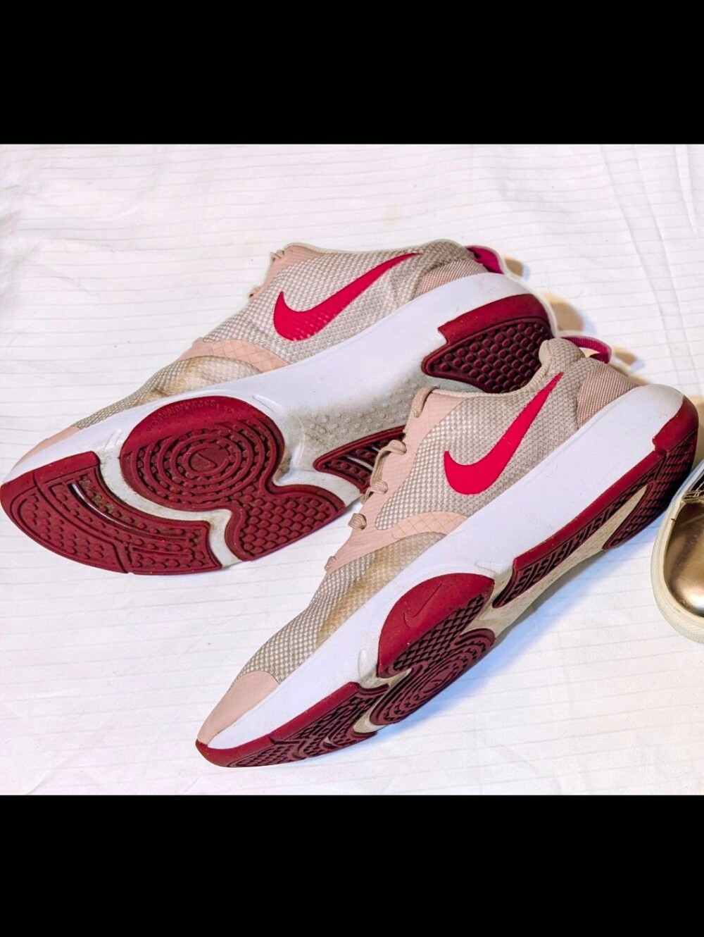 Nike Women’s Pink and Tan Low-Top Mesh Training Sneakers